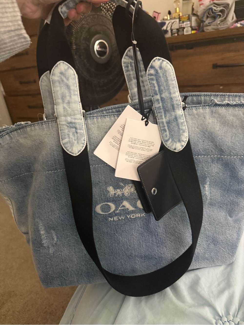 Coach New York Denim Tote Bag in Light Blue - Picture 6 of 10
